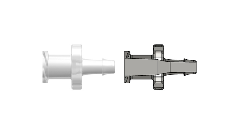Female threaded Luer with smooth bore for 500 series hose nipple