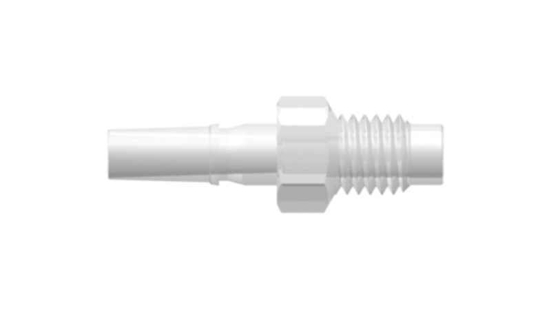 Male Luer with 5-16 hex to 1-4-28 UNF bottom sealing thread (1)