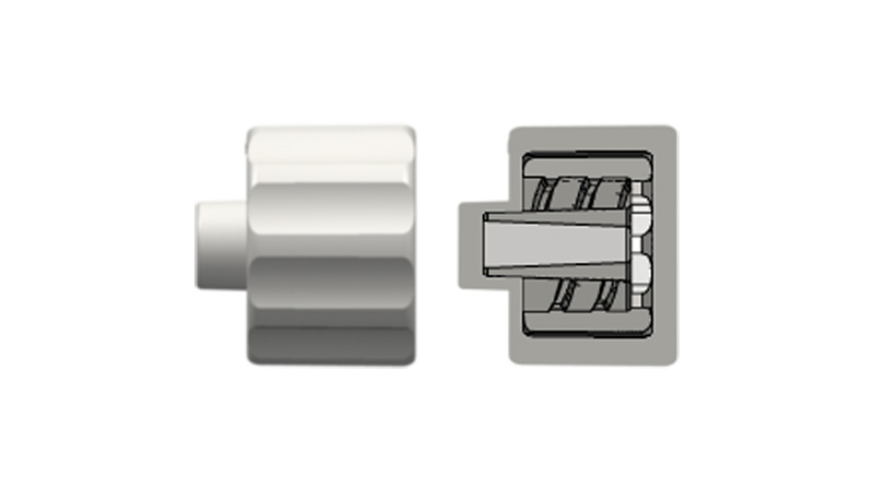 Male Luer plug with integrated locking ring, closed at the grip