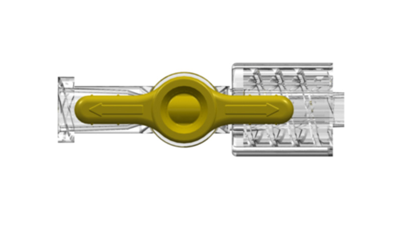 High pressure shut-off valve, 500 psi, 1-way, Luer female to Luer male with Luer lock ring
