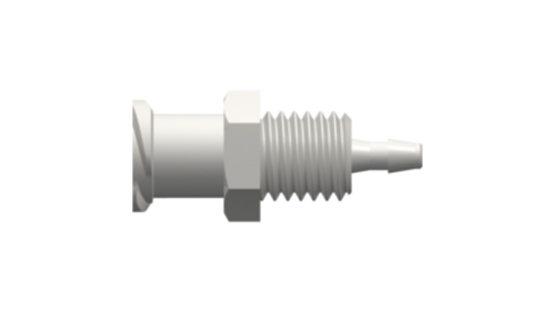 Female Luer with Luer thread for panel mounting, 1-4-28 UNF to 200 series hose nipple