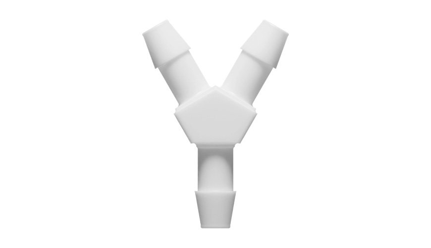 1/4" x 1/4" x 1/4" Y-hose nipple