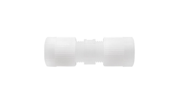 Straight union fitting made of PVDF